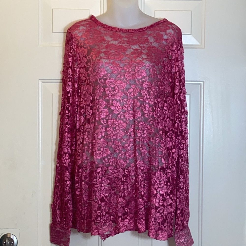 Handmade Pink Lace Women's Top Size Approx, 2X No Tag